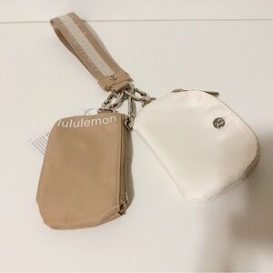 - 🌸 Lululemon Dual Pouch Wristlet Bag Tan/Beige NWT